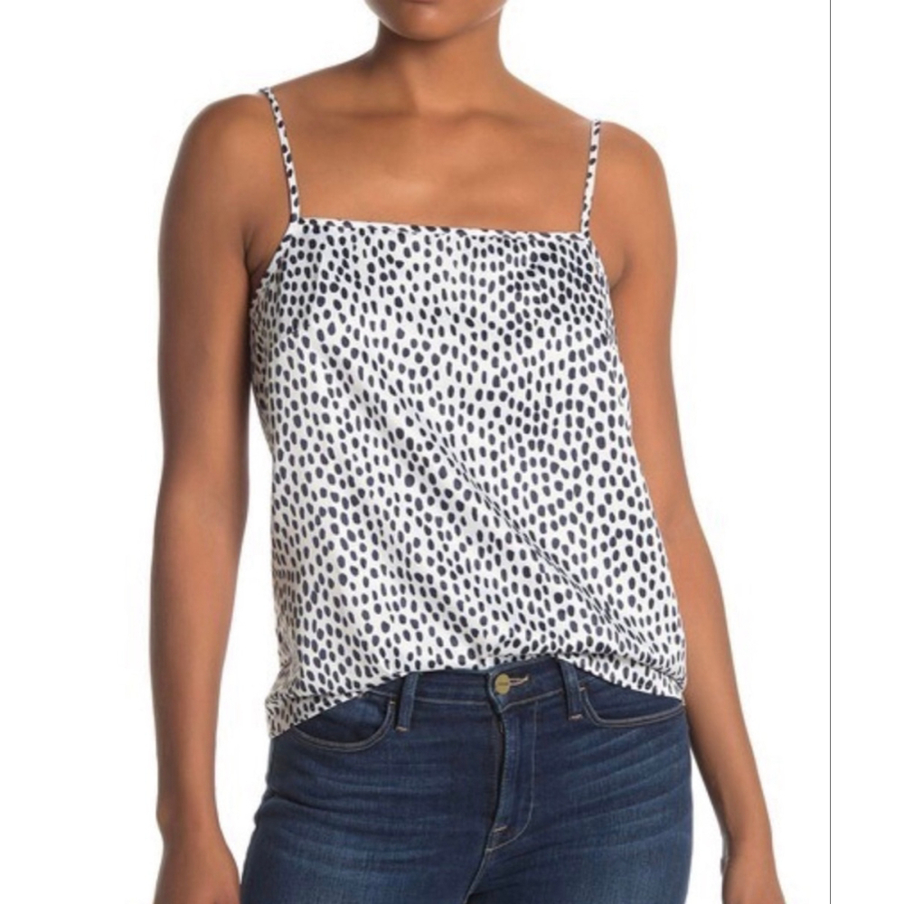 NEW with tags Women's J.Crew White Navy Polka Dot Camisole M